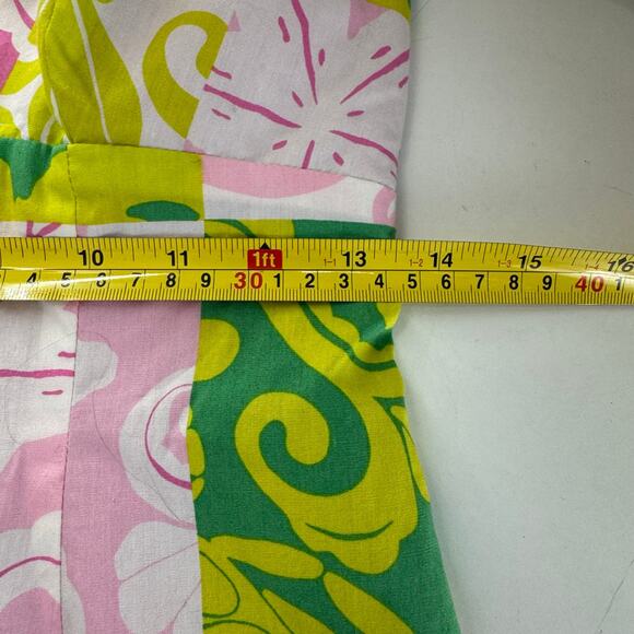LILLY PULITZER White Multicolor Summer Patchwork Halter Dress Size 2 Sirens - Picture 9 of 10